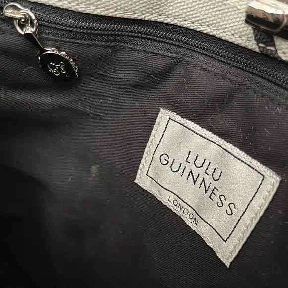 Y2K Vintage Lulu Guinness London Siamese Cat Gray Structured Tote Bag - Picture 4 of 9